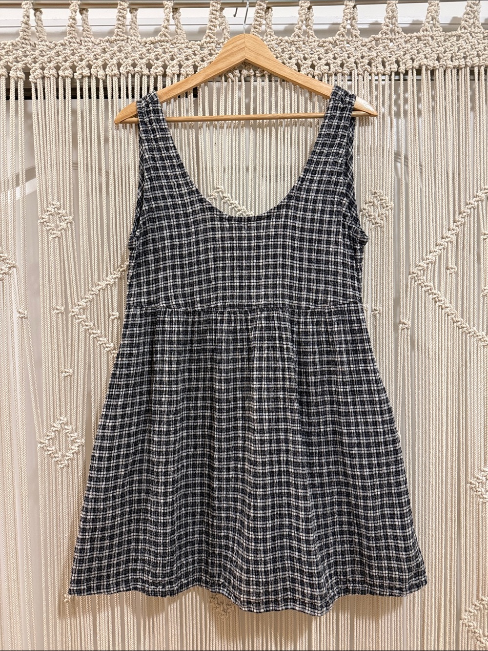 Afends Seersucker Mini Dress in Steel Check